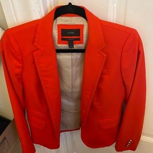 J. Crew, red-orange, schoolboy blazer, size 2. Gently used, light signs of wear